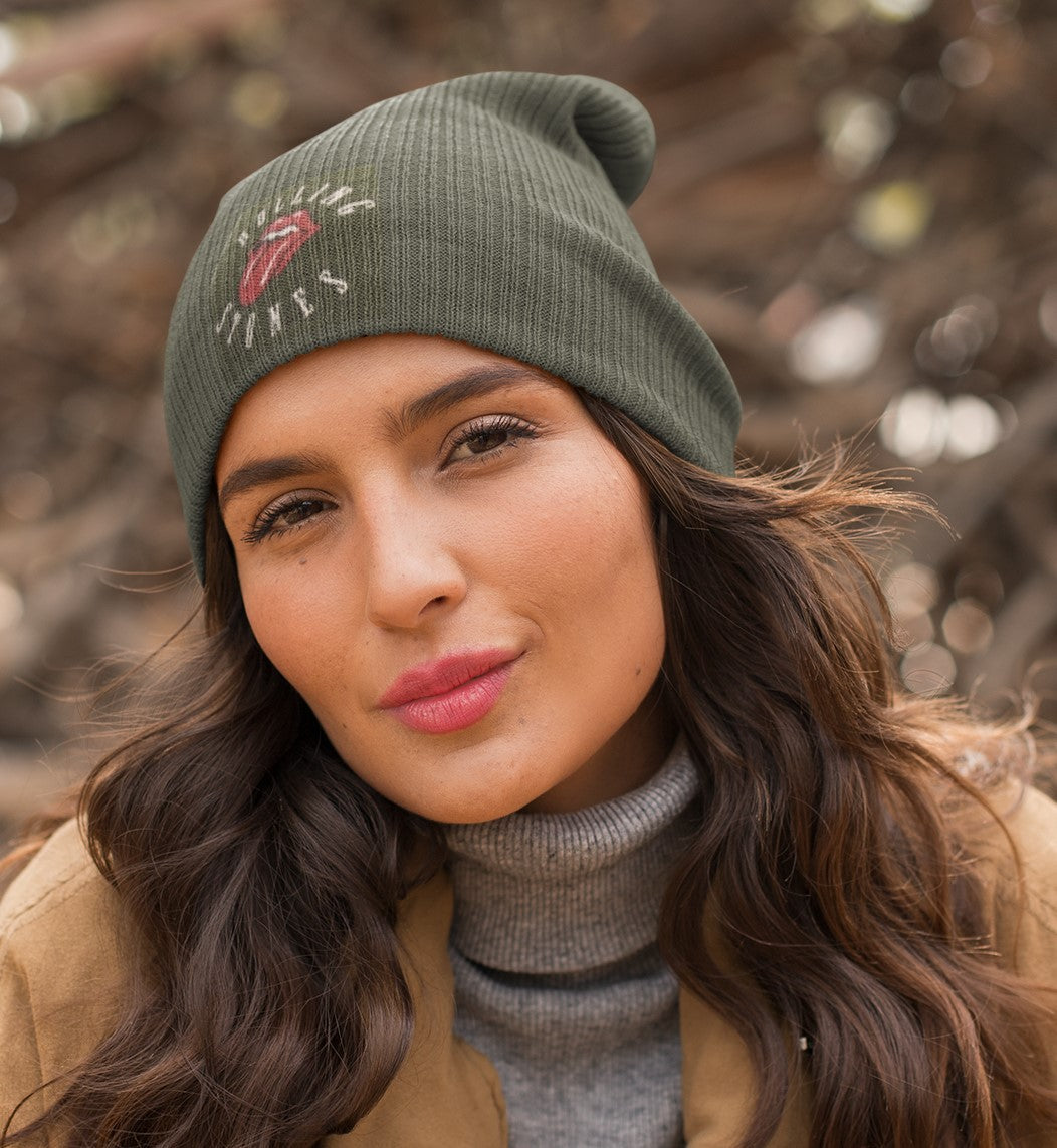 Rolling Stones Tongue Logo Knit Beanie Hat Knit Hats Old Glory