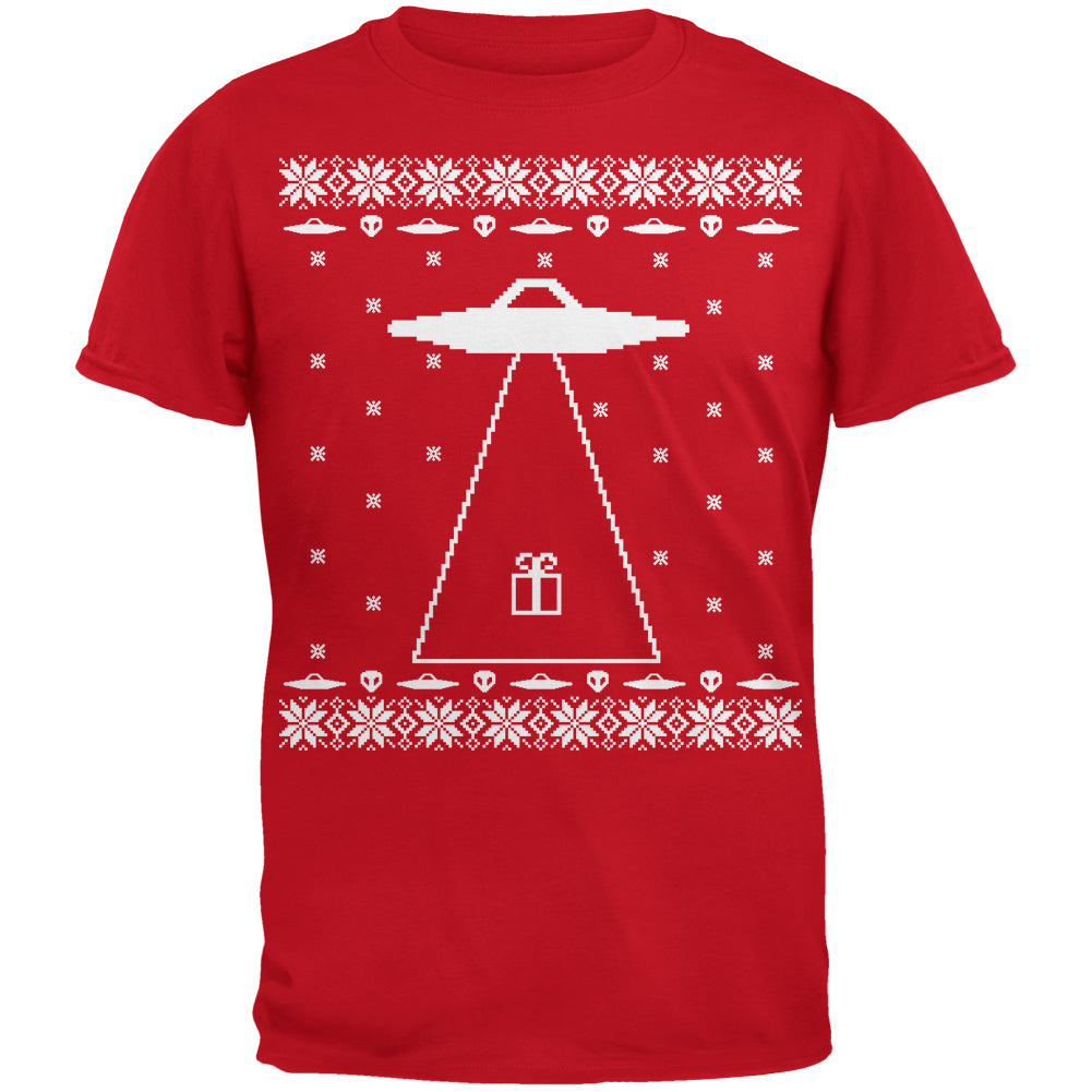 Alien Abduction Ugly XMAS Sweater Youth T-Shirt Youth T-Shirts Old Glory MD Red