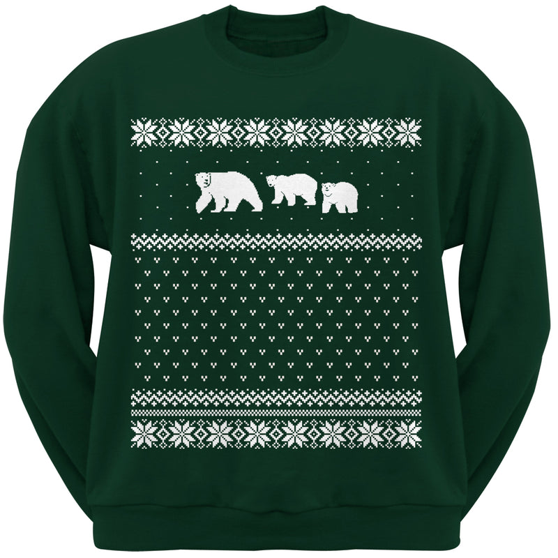 Polar Bears Ugly Christmas Sweater Adult Crewneck Sweatshirt Sweatshirts Old Glory 2XL Dark Green