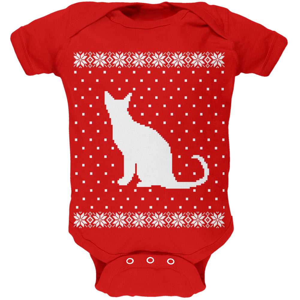 Big Cat Ugly Christmas Sweater Soft Baby One Piece Baby One Piece Old Glory