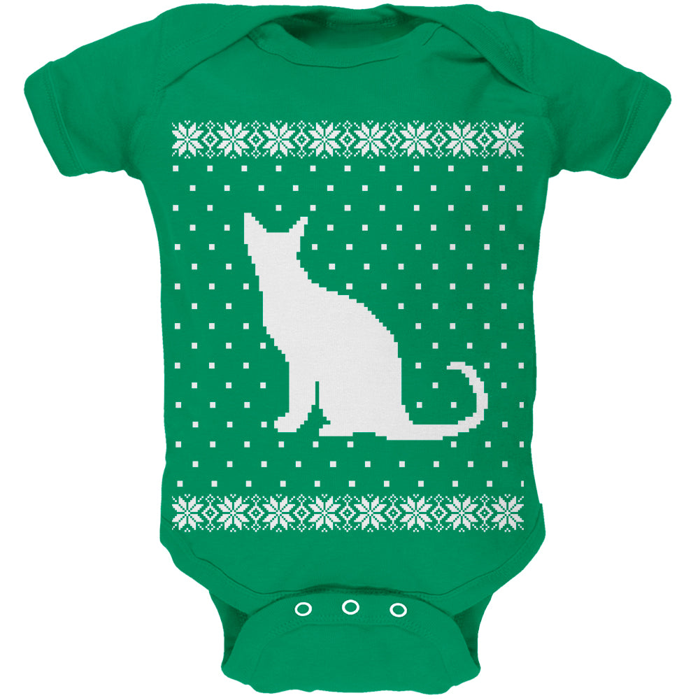 Big Cat Ugly Christmas Sweater Soft Baby One Piece Baby One Piece Old Glory