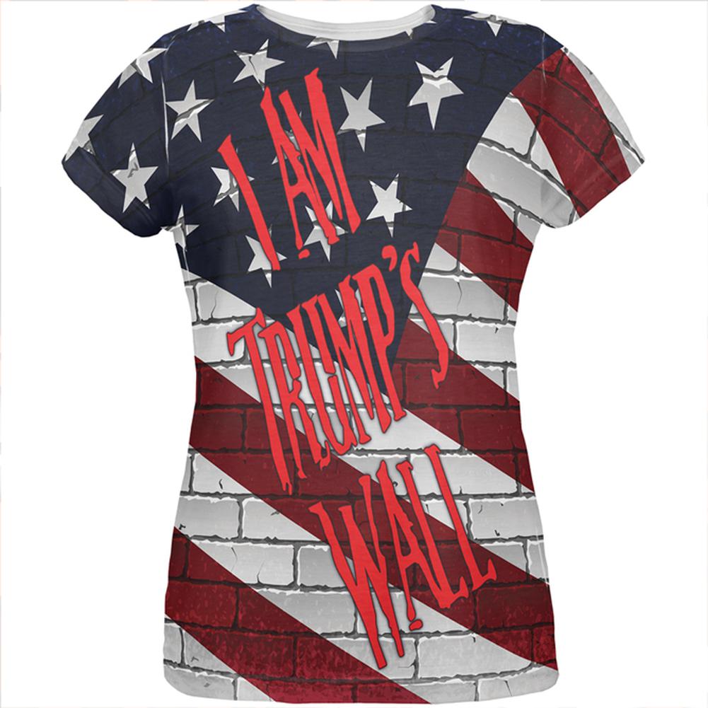 Election 2020 I Am Trump's Border Wall All Over Womens T Shirt Women's T-Shirts Old Glory SM Multi