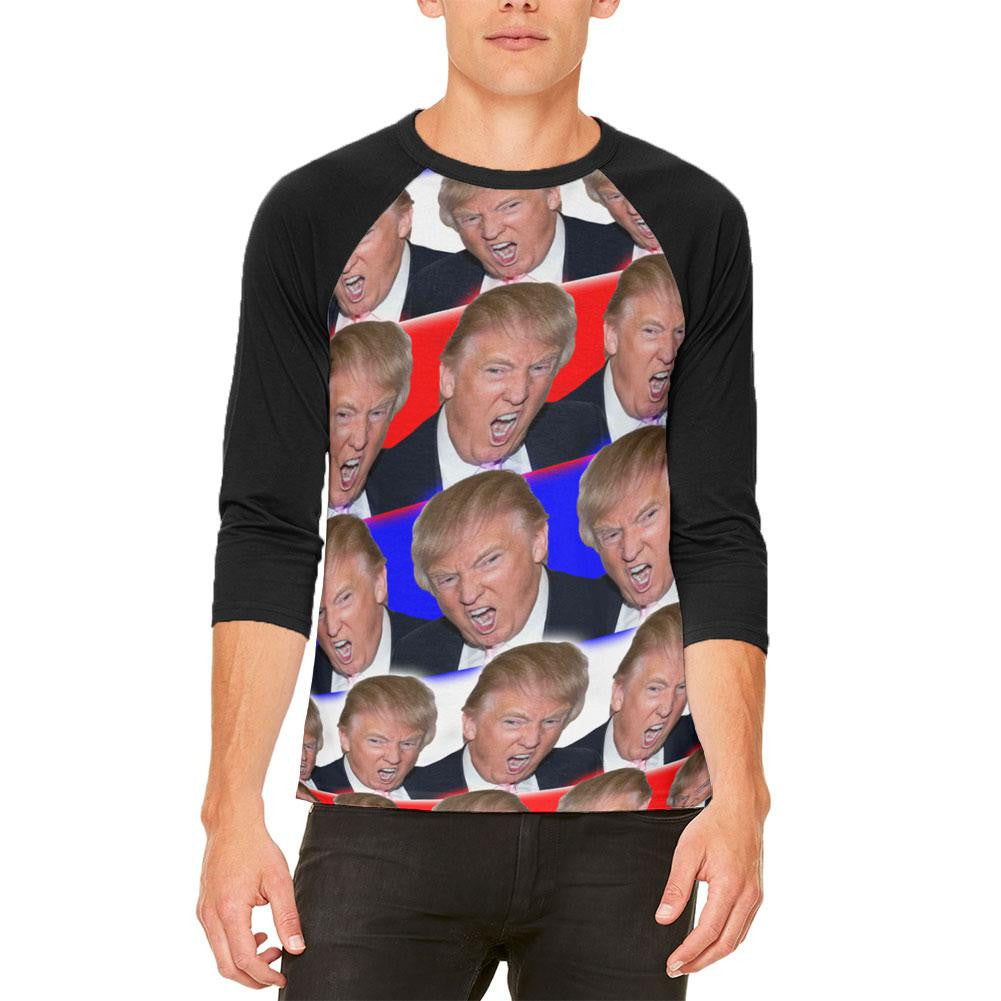 Election 2016 Trump Make America Great Funny Mens Raglan T Shirt Men's Raglans Old Glory 2XL White