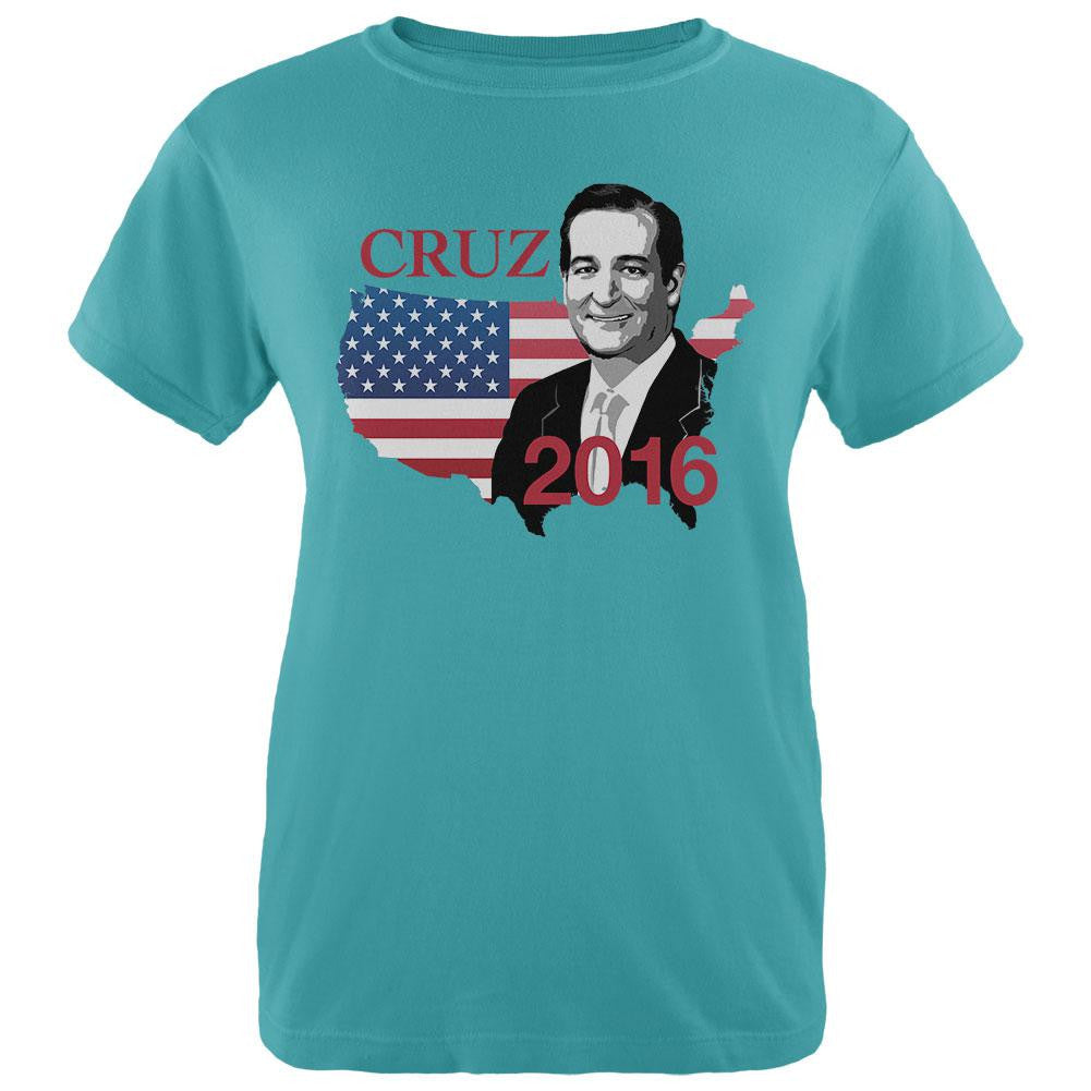 Election 2016 Ted Cruz USA Womens T Shirt Women's T-Shirts Old Glory LG Blue