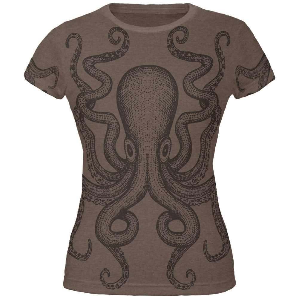 Kraken Juniors Soft T Shirt Juniors T-Shirts Old Glory SM Heather Brown