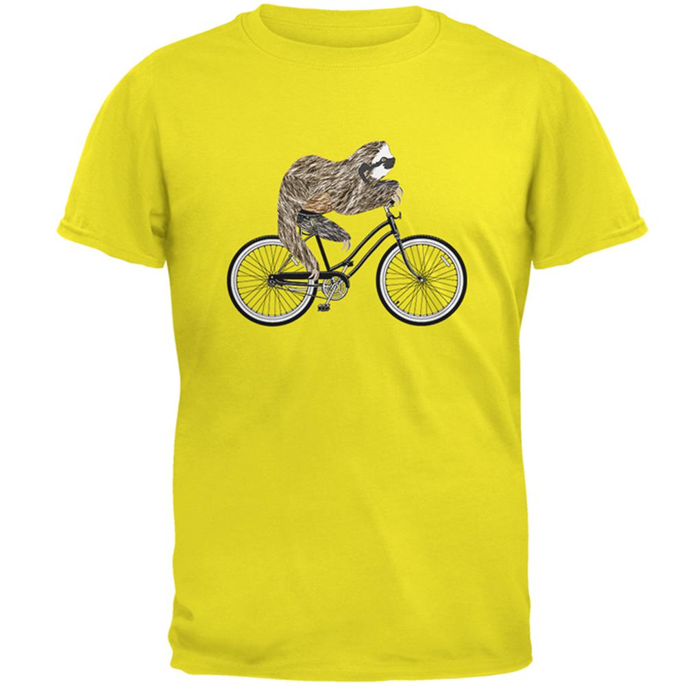Bicycle Sloth Mens T Shirt Men's T-Shirts Old Glory 2XL Bright Yellow