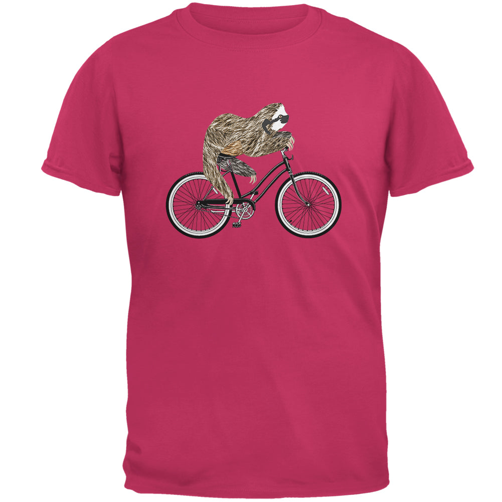 Bicycle Sloth Mens T Shirt Men's T-Shirts Old Glory 2XL Pink