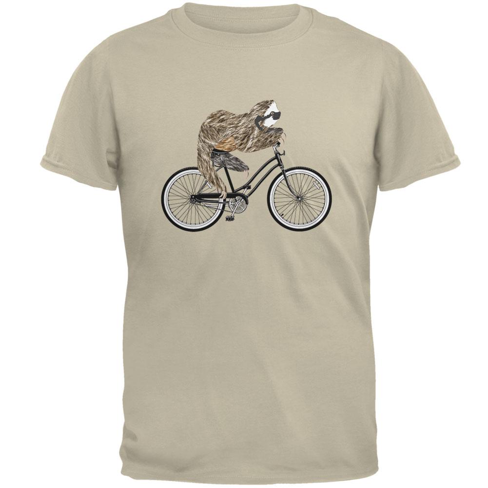 Bicycle Sloth Mens T Shirt Men's T-Shirts Old Glory 2XL Sand