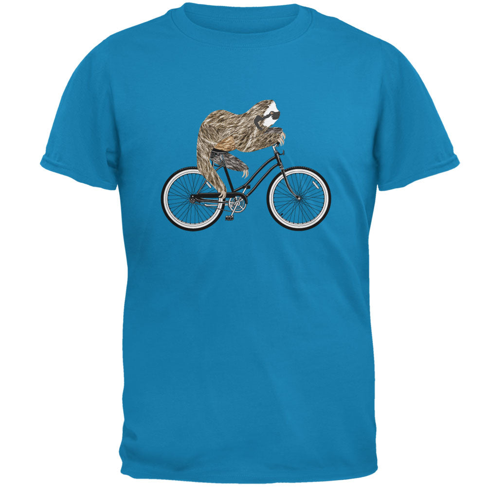 Bicycle Sloth Mens T Shirt Men's T-Shirts Old Glory 3XL Sapphire Blue