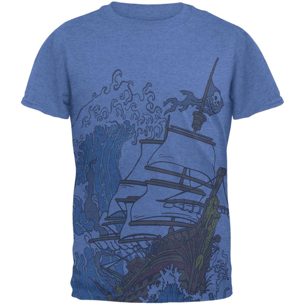Pirate Ship Wave Mens T Shirt Men's T-Shirts Old Glory 2XL Blue