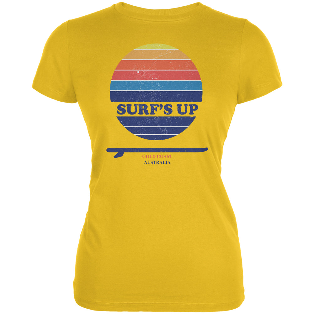 Surf's Up Gold Coast Australia Juniors Soft T Shirt Juniors T-Shirts Old Glory 2XL Bright Yellow