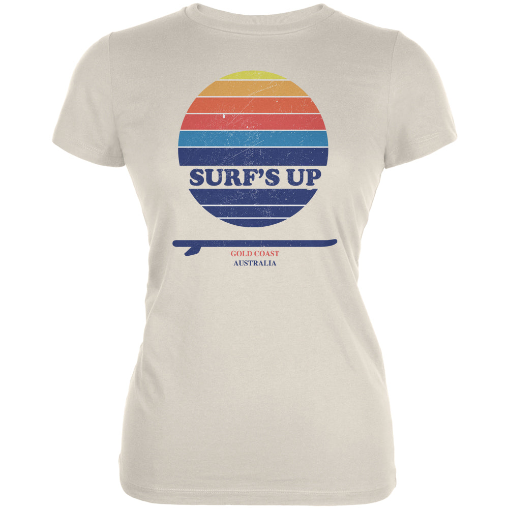 Surf's Up Gold Coast Australia Juniors Soft T Shirt Juniors T-Shirts Old Glory 2XL Soft Cream