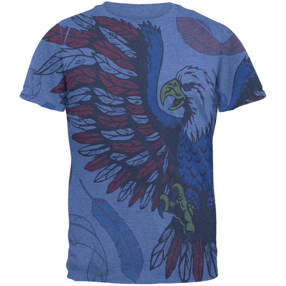 4th of July Patriotic Eagle Feathers All Over Mens T Shirt Men's T-Shirts Old Glory 2XL Blue