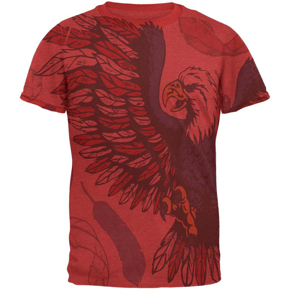 4th of July Patriotic Eagle Feathers All Over Mens Ringer T Shirt Men's T-Shirts Old Glory 2XL Red