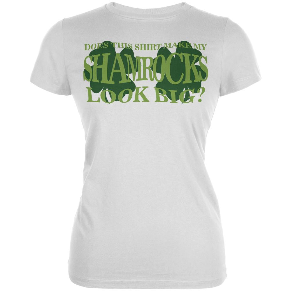St Patricks Big Irish Shamrocks Juniors Soft T Shirt Juniors T-Shirts Old Glory 2XL White