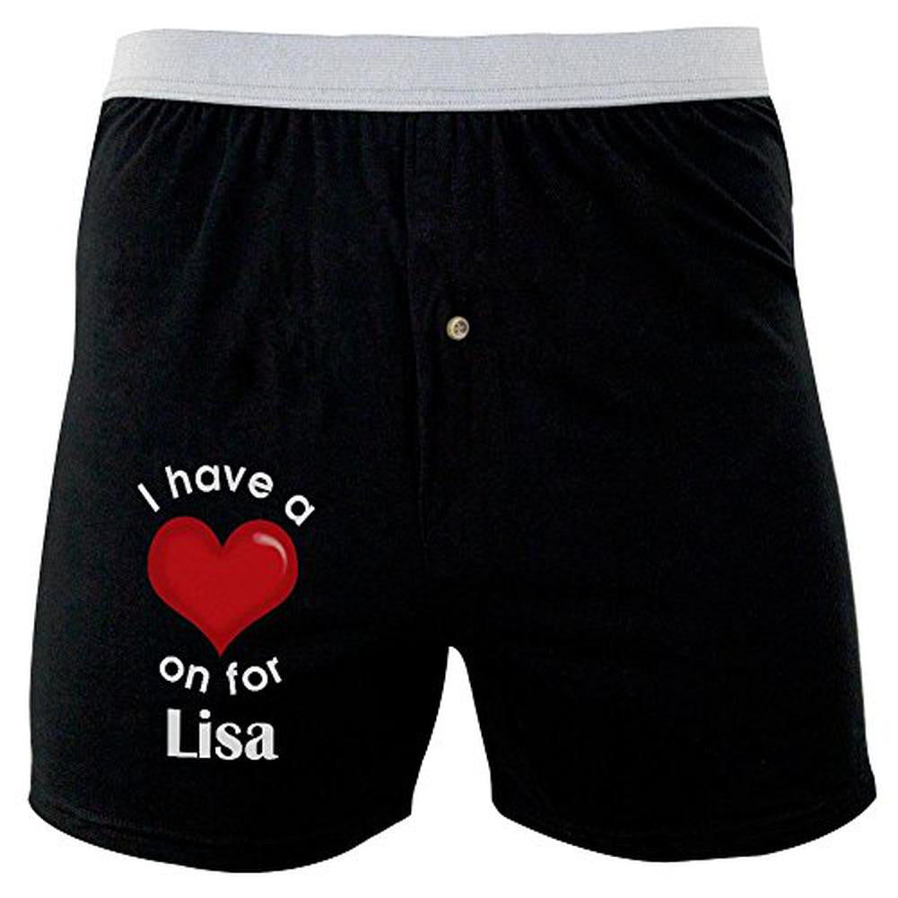 I Have a Heart On for Lisa Soft Knit Boxer Men's Boxers & Briefs Old Glory 2XL Black