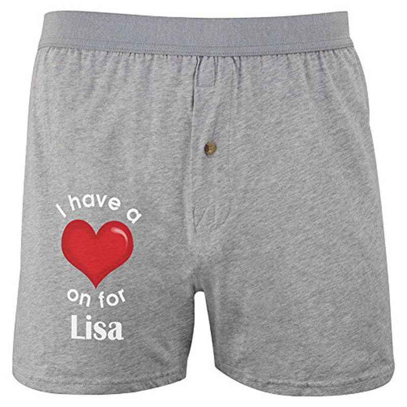 I Have a Heart On for Lisa Soft Knit Boxer Men's Boxers & Briefs Old Glory 2XL Grey