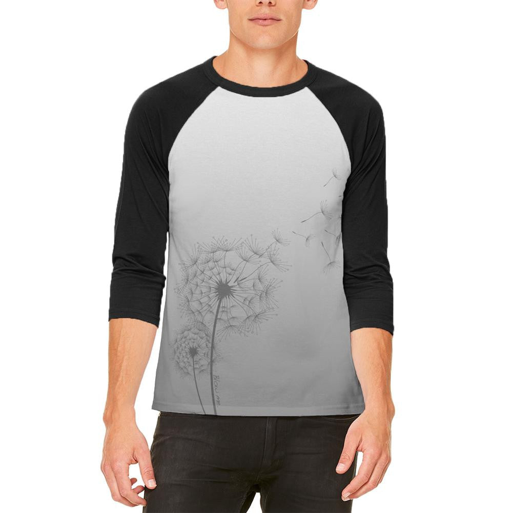 Dandelion Blow Me Funny Mens Raglan T Shirt Men's Raglans Old Glory 2XL White