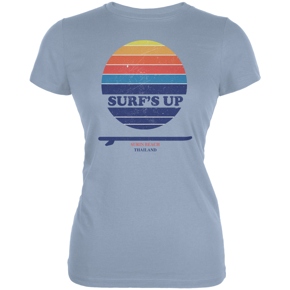 Surf's Up Surin Beach Thailand Juniors Soft T Shirt Juniors T-Shirts Old Glory MD Light Blue