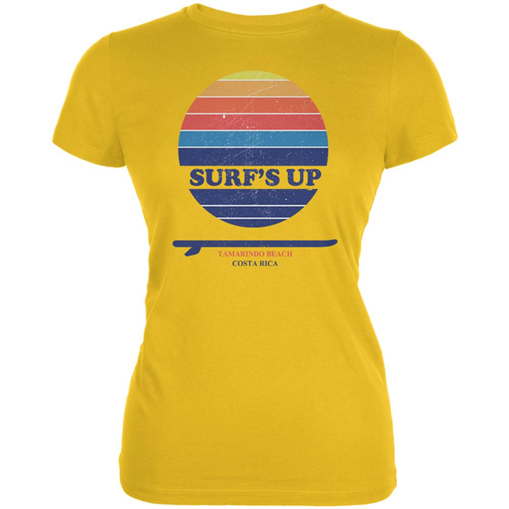 Surf's Up Tamarindo Beach Costa Rica Juniors Soft T Shirt Juniors T-Shirts Old Glory 2XL Bright Yellow