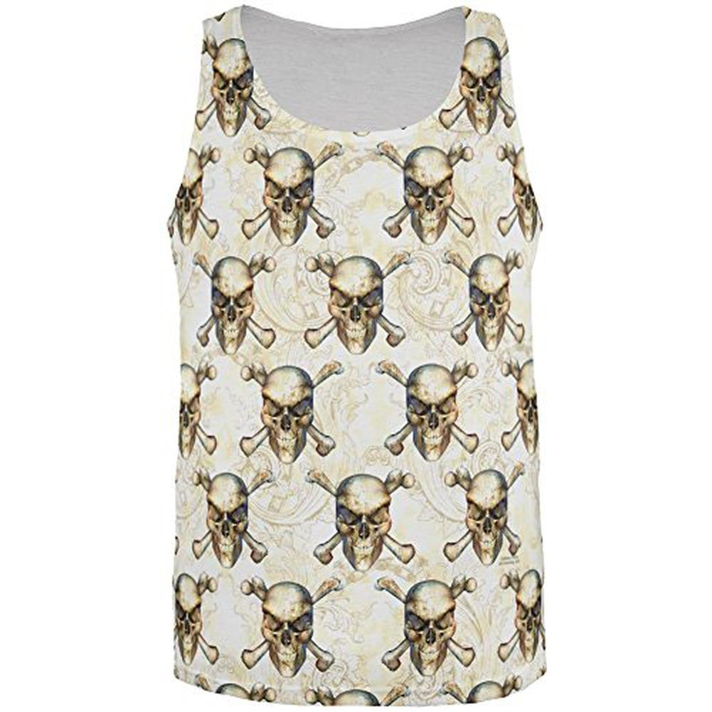 Skull & Crossbones Pattern All Over Mens Tank Top Men's Tank Tops Old Glory 3XL Multi