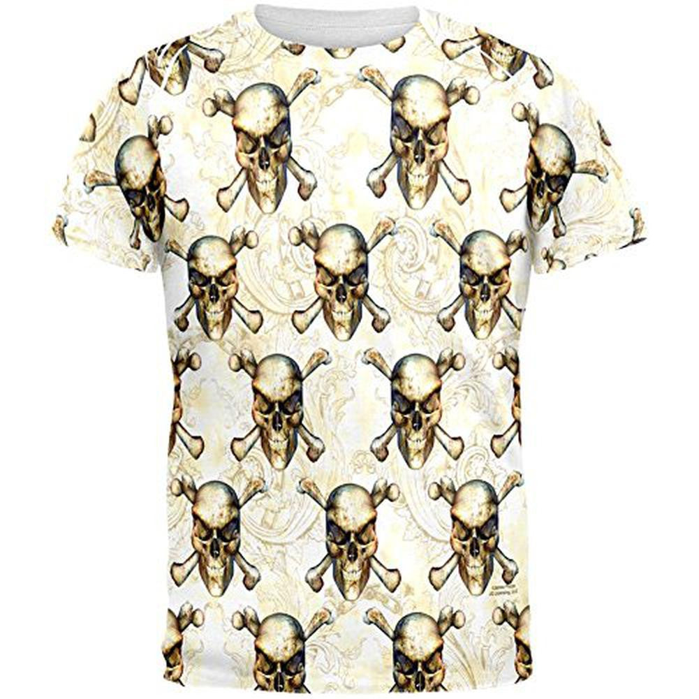 Skull & Crossbones Pattern All Over Mens T Shirt Men's T-Shirts Old Glory 2XL Multi