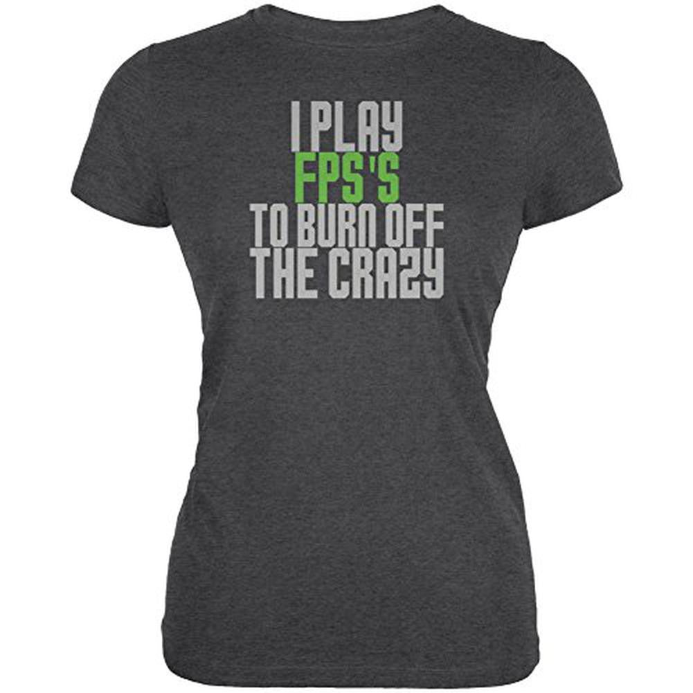 Play First Person Shooters Burn Crazy Juniors Soft T Shirt Juniors T-Shirts Old Glory 2XL Black