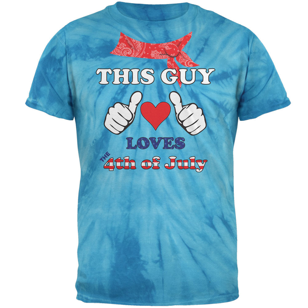 This Guy Loves the 4th of July Mens T Shirt Men's T-Shirts Old Glory 2XL Pinwheel Blue Tie Dye