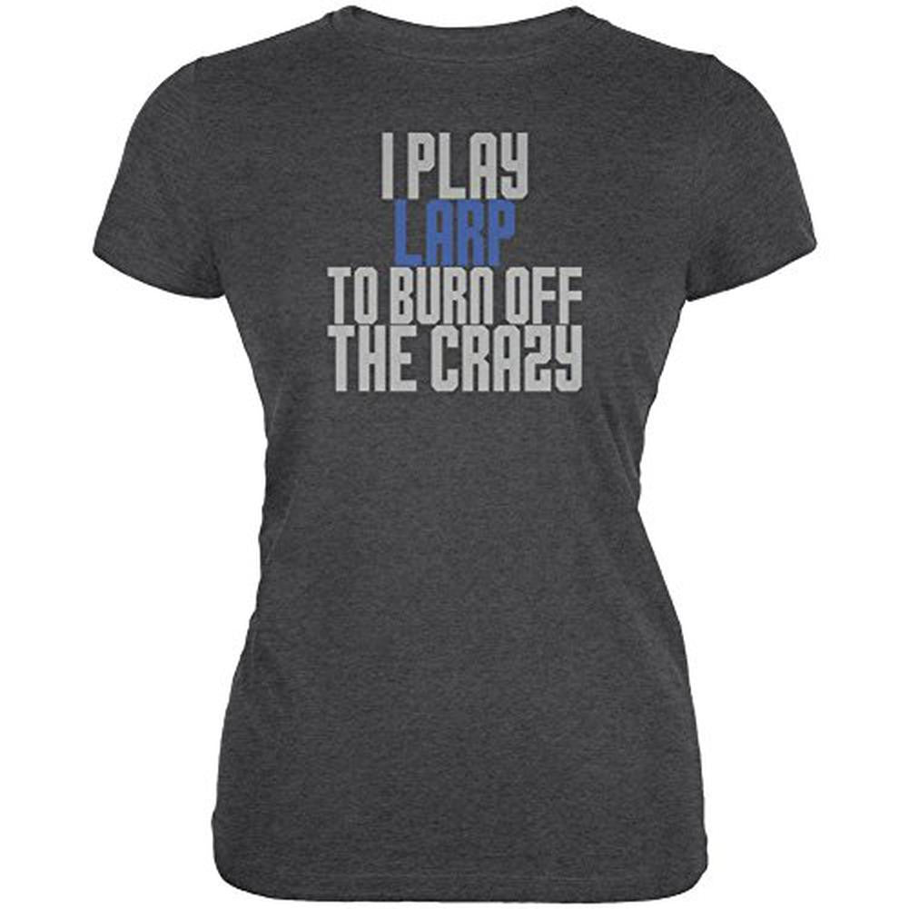 Play LARP Burn Crazy Juniors Soft T Shirt Juniors T-Shirts Old Glory 2XL Grey