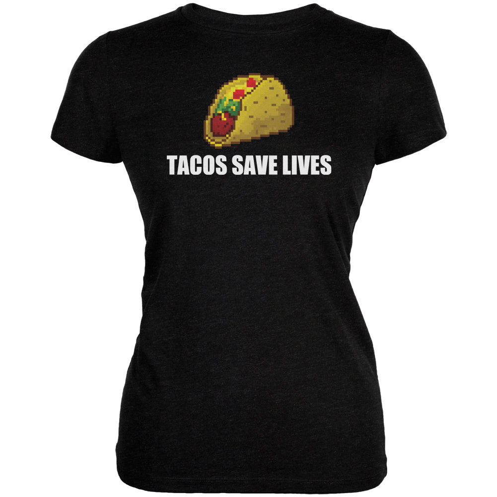 Tacos Save Lives Juniors Soft T Shirt Juniors T-Shirts Old Glory 2XL Black