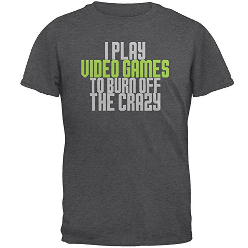Play Video Games Burn Crazy Mens T Shirt Men's T-Shirts Old Glory 2XL Grey