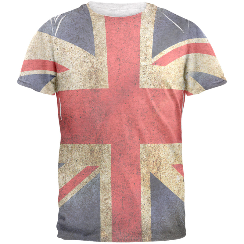 British Flag Union Jack Grunge Mens T Shirt Men's T-Shirts Old Glory 2XL White