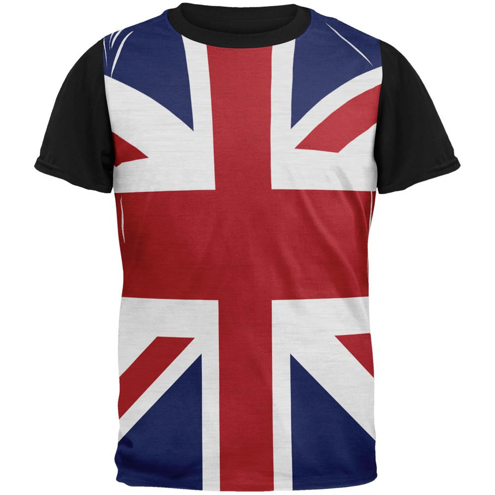 British Flag Union Jack All Over Mens Black Back T Shirt Men's T-Shirts Old Glory SM Multi