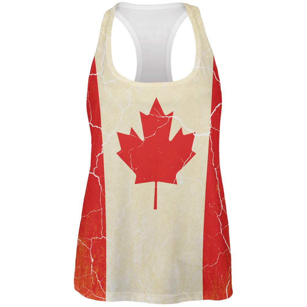Canadian Flag Grunge Distressed All Over Womens Work Out Tank Top Women's Tank Tops Old Glory 2XL Multi