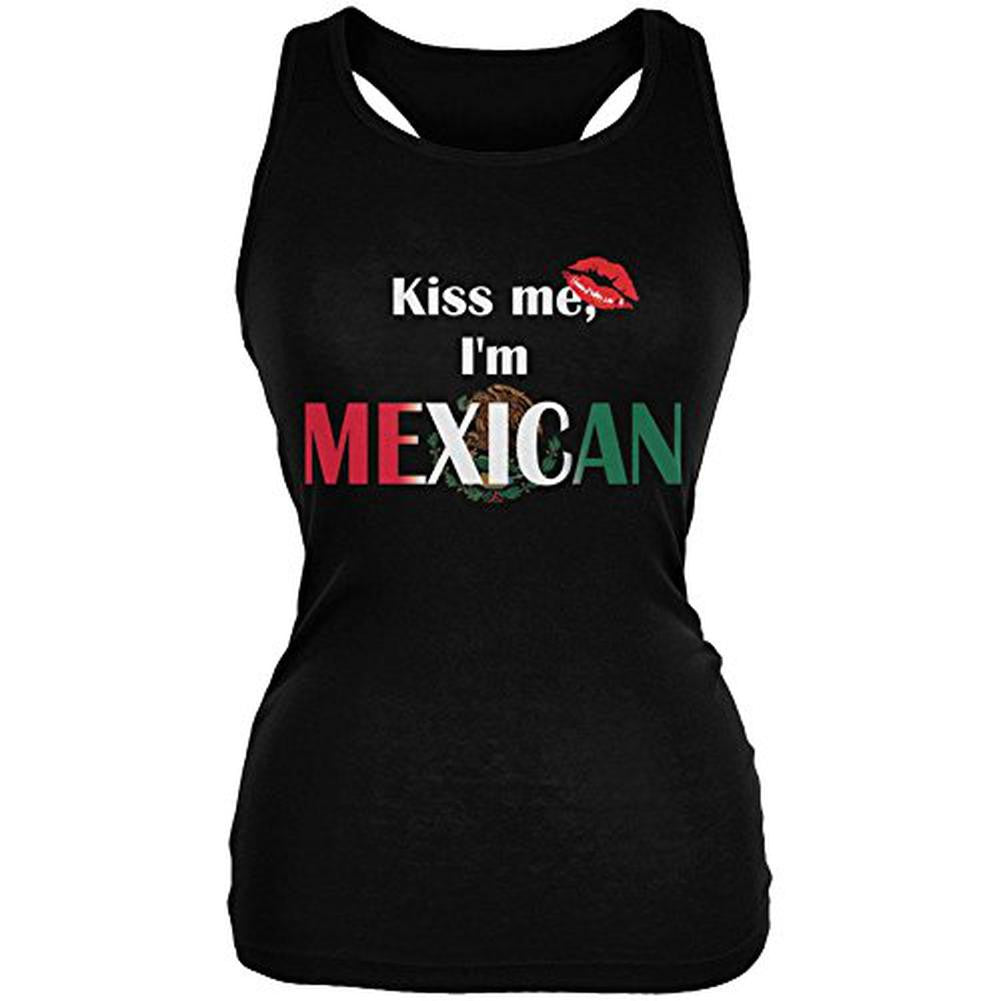 Cinco De Mayo - Kiss Me I'm Mexican Juniors Soft Tank Top Juniors T-Shirts Old Glory SM Black