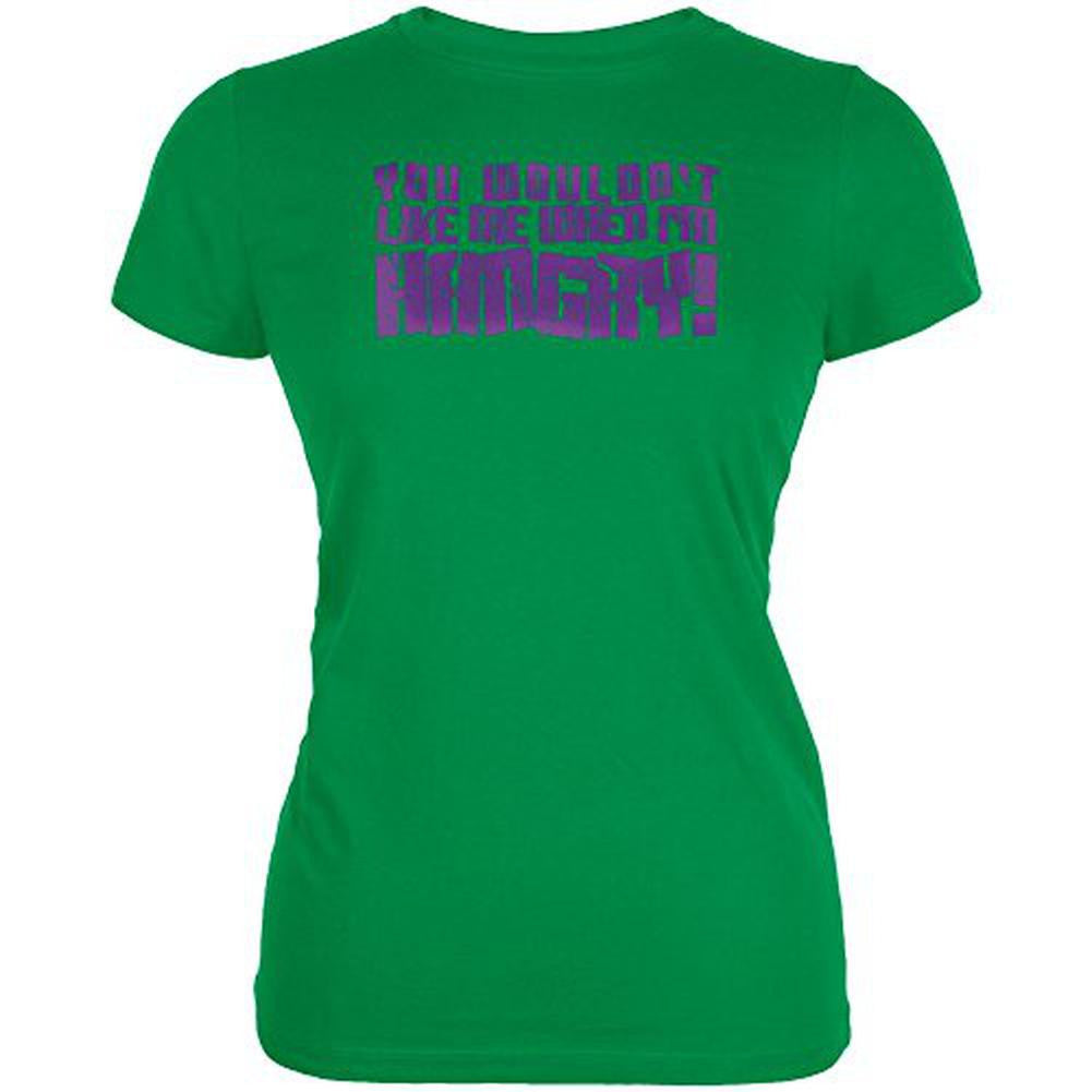 You Wouldn't Like Me Hangry Juniors Soft T Shirt Juniors T-Shirts Old Glory 2XL Green