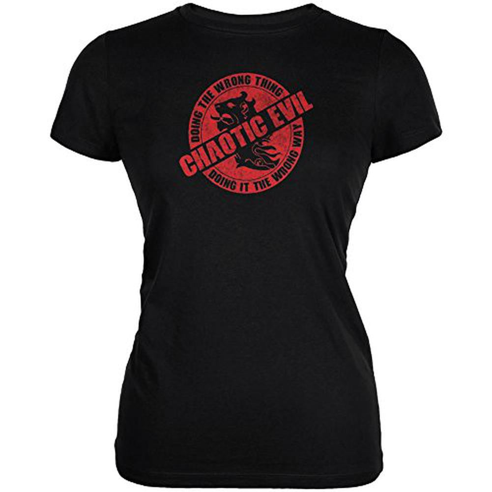 Alignment Chaotic Evil Juniors Soft T Shirt Juniors T-Shirts Old Glory SM Black