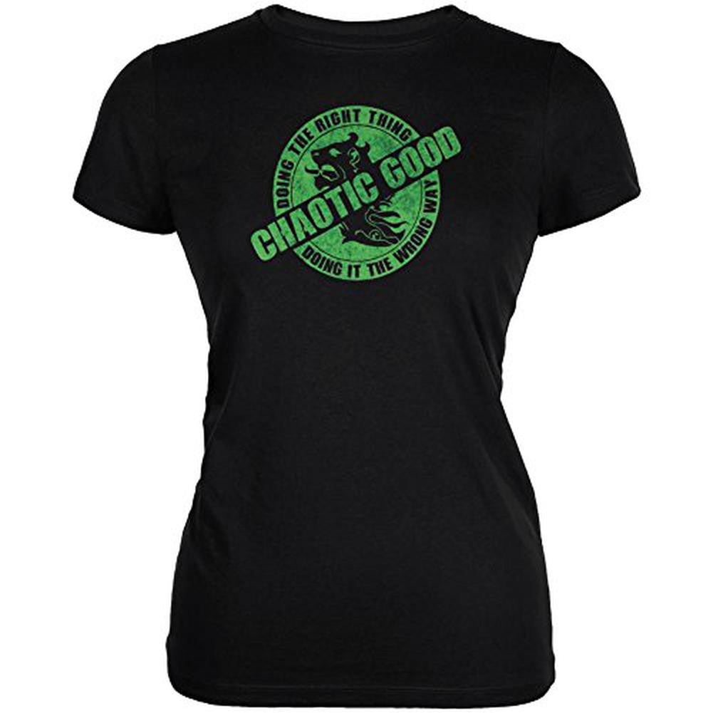 Alignment Chaotic Good Juniors Soft T Shirt Juniors T-Shirts Old Glory SM Black