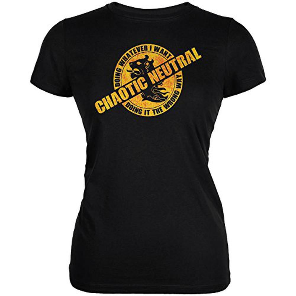 Alignment Chaotic Neutral Juniors Soft T Shirt Juniors T-Shirts Old Glory SM Black
