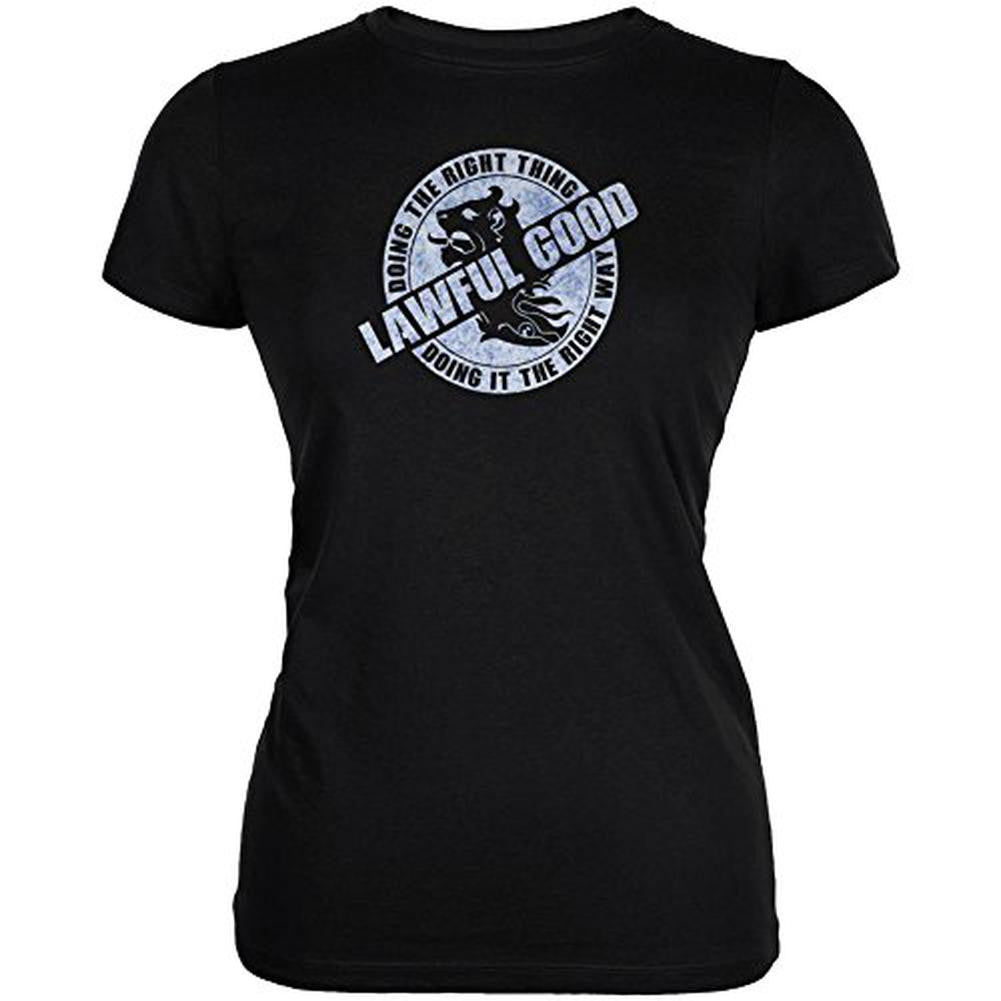 Alignment Lawful Good Juniors Soft T Shirt Juniors T-Shirts Old Glory SM Black