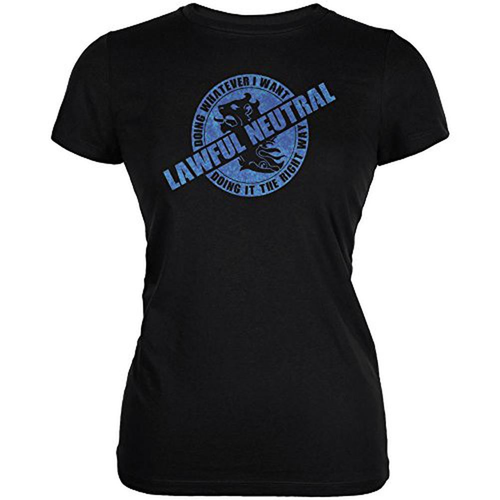 Alignment Lawful Neutral Juniors Soft T Shirt Juniors T-Shirts Old Glory SM Black