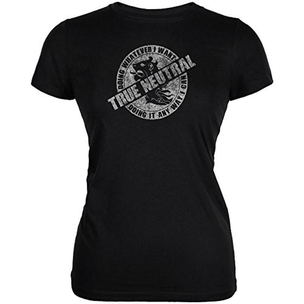 Alignment True Neutral Juniors Soft T Shirt Juniors T-Shirts Old Glory SM Black