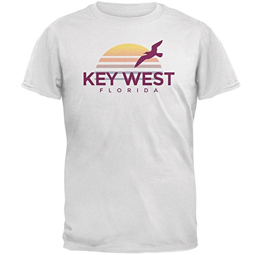 Beach Sun Key West Florida Mens T Shirt Men's T-Shirts Old Glory 2XL White