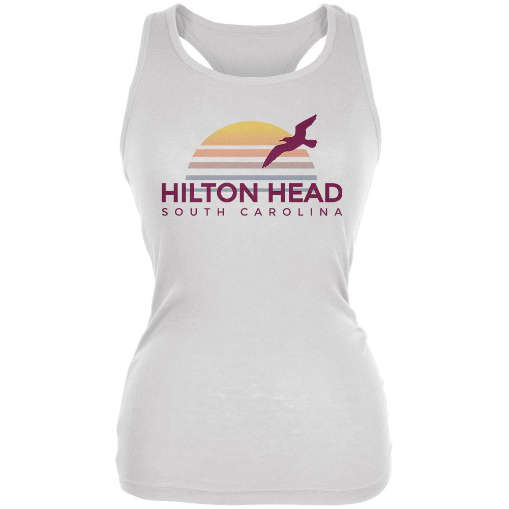 Beach Sun Hilton Head South Carolina Juniors Soft Tank Top Juniors Tank Tops Old Glory 2XL White