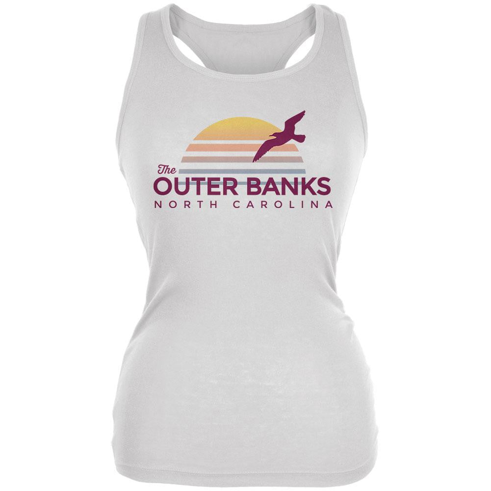 Beach Sun The Outer Banks North Carolina Juniors Soft Tank Top Juniors Tank Tops Old Glory 2XL White