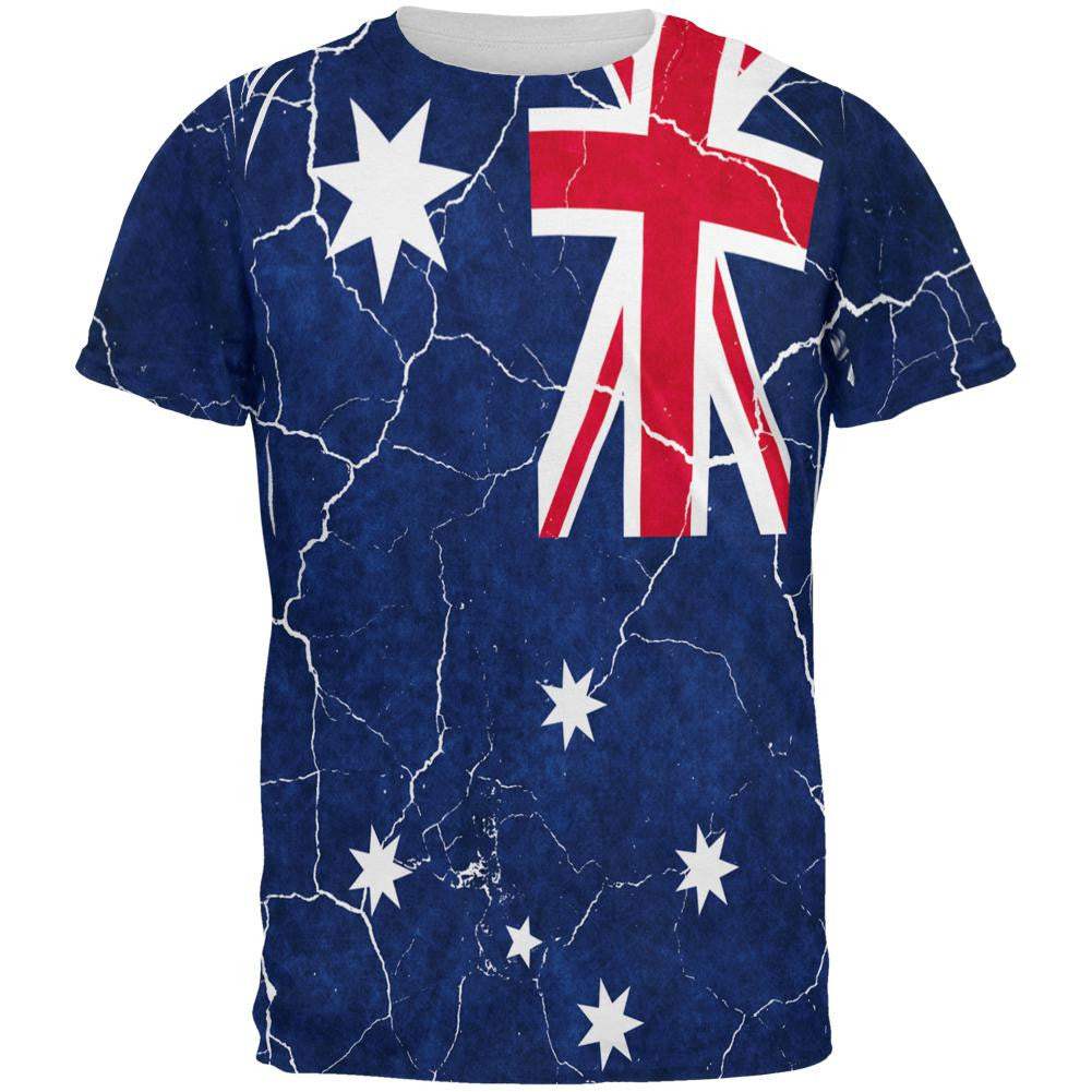 Distressed Australian Flag All Over Mens T Shirt Men's T-Shirts Old Glory 2XL Multi