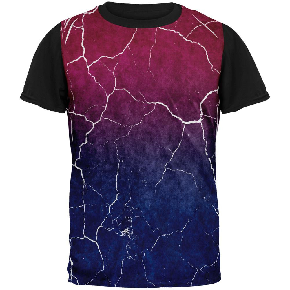 Distressed Bi-Sexual Gradient Flag All Over Mens Black Back T Shirt Men's T-Shirts Old Glory SM Multi