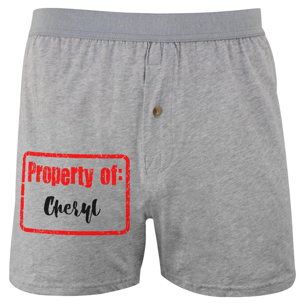 Property of Cheryl Soft Knit Boxer Men's Boxers & Briefs Old Glory 2XL Grey