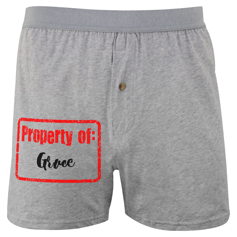 Property of Grace Soft Knit Boxer Men's Boxers & Briefs Old Glory SM Heather