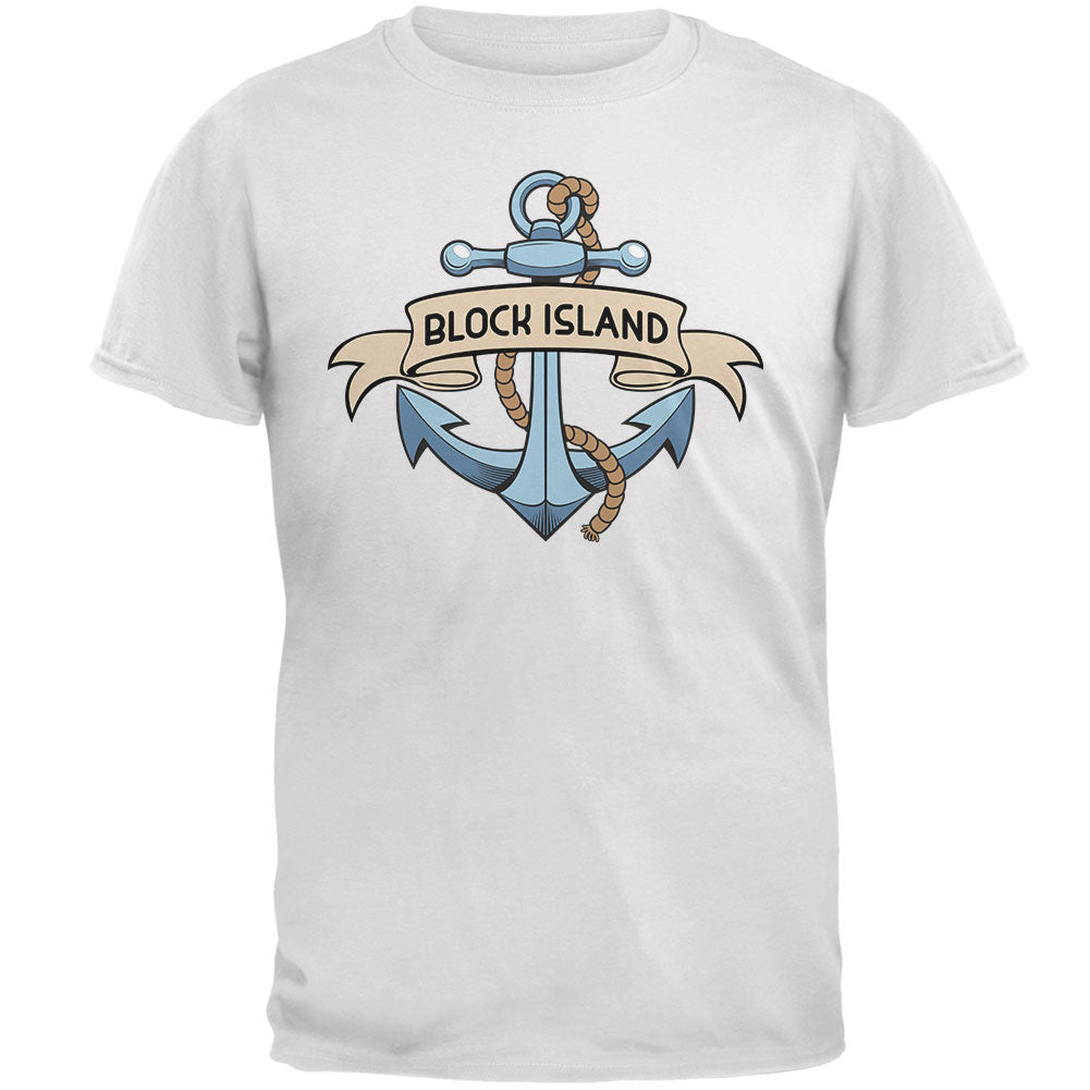Anchor at Block Island Mens T Shirt Men's T-Shirts Old Glory 2XL White